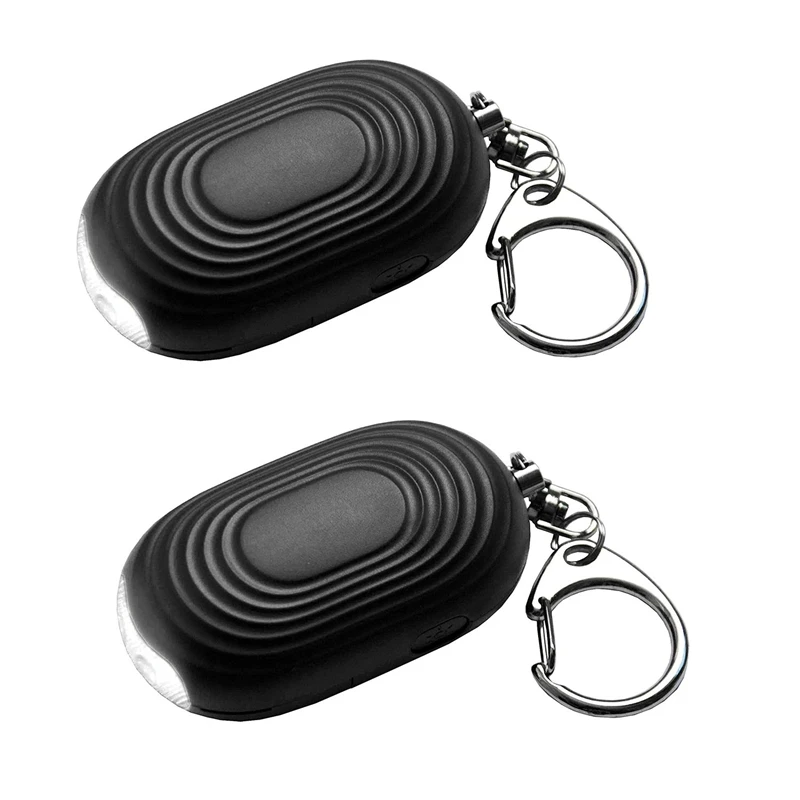 Alarme de Proteção Pessoal Keychain, Alto Sonic Siren Device com Lanterna, Aumentar a Segurança, 130 DB, 2X