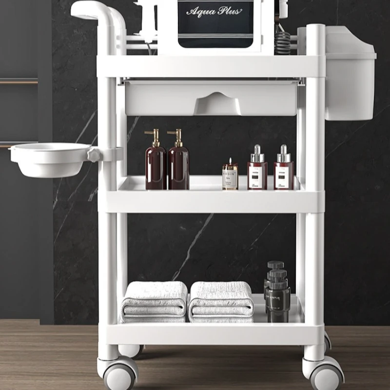 Mobile Beauty Salon Trolley High Grade Plastic Metal Instrument Tool Cart Cosmetic Surgery Rolling Storage Organizer Rack