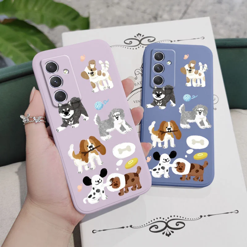 Chalk Drawing Dog Phone Case For Samsung Galaxy A55 A35 A25 A15 A05 A05S A54 A34 A24 A14 A04 A04S A04E 4G 5G Cover