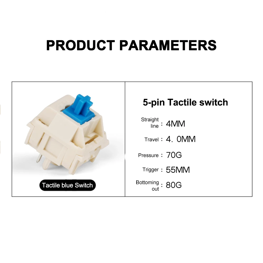 Imagem -04 - Interruptor Tátil 55g da Haste de 5pin mx da Força 5pin para o Teclado Mecânico Retroiluminado 50m Novelkeys x Kailh Blueberry Switch 4pin 5pin Rgb Smd