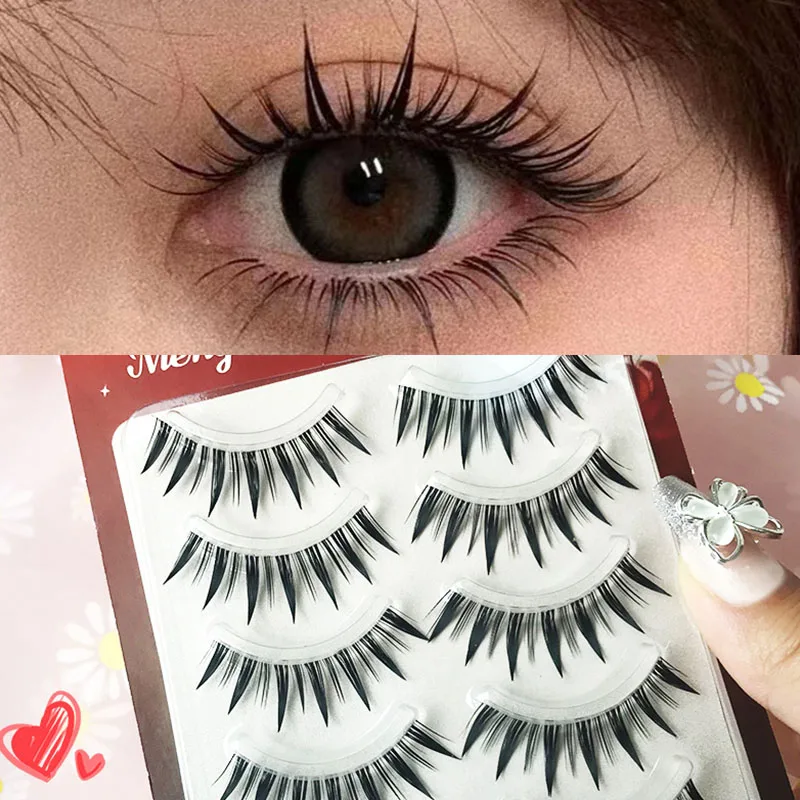 

New Hand CD Curl Thick False Eyelashes Tapered Cross Messy Soft Natural Cos Fine Stem Lashes Daily Dating Makeup Eyelashes