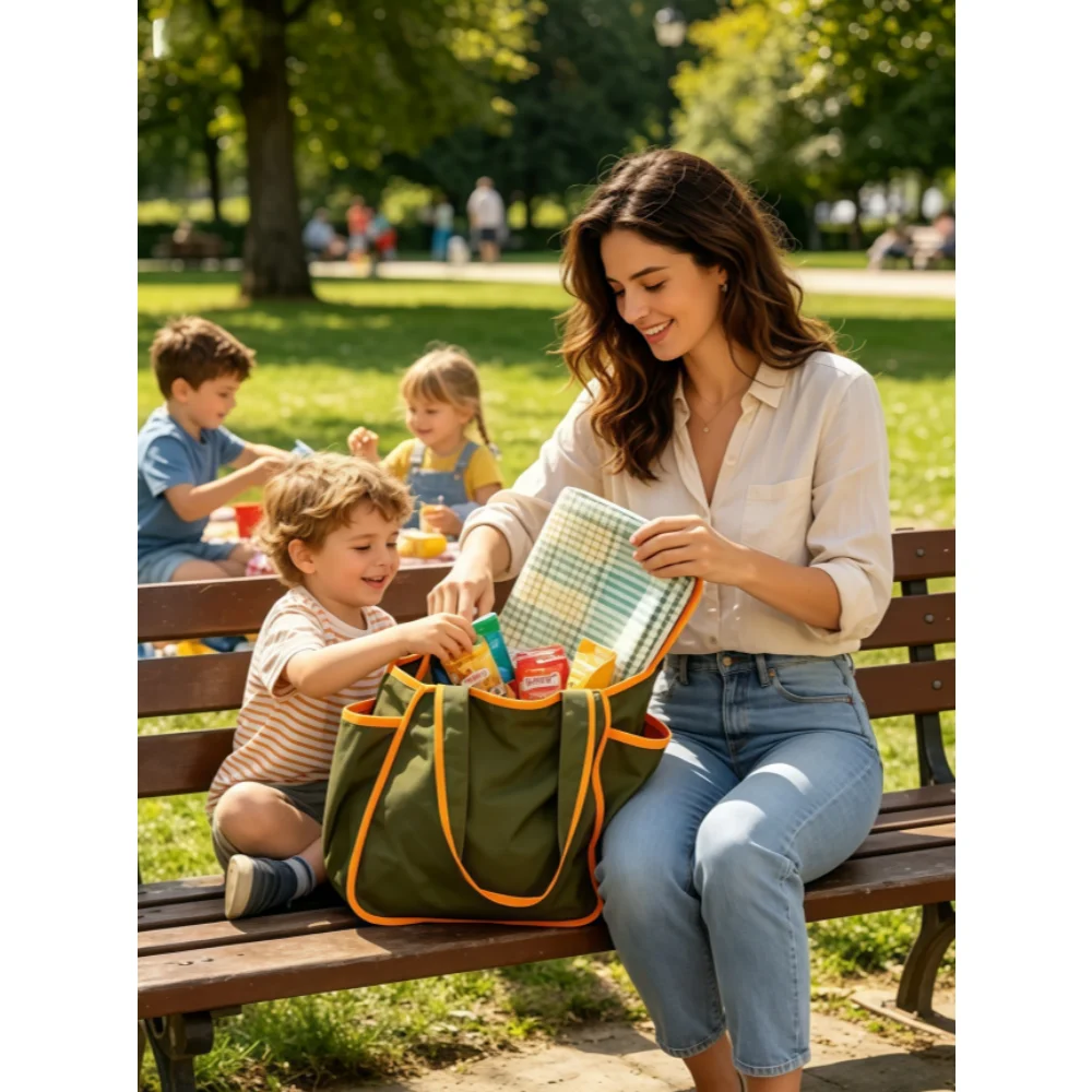 1pcs Drawstring Shopping Tote Bag for Groceries Travel Storage Reusable Eco-Friendly Lightweight Collapsible Design Reusable