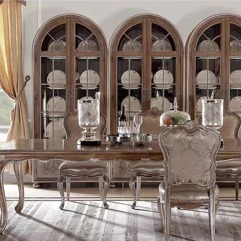 American style solid wood dining side cabinet to make old restaurant glass storage cabinet