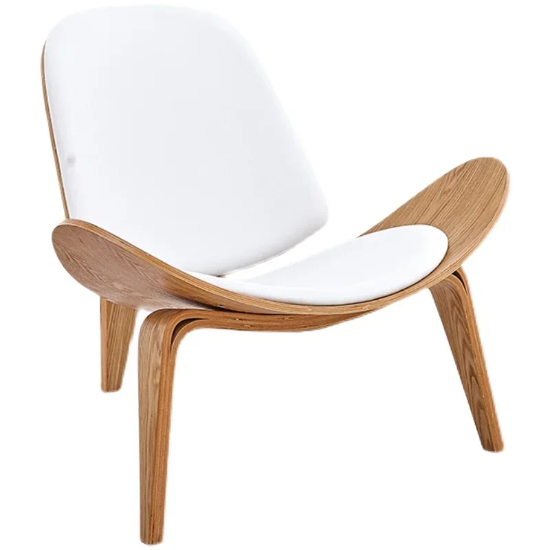 Nordic solid wood simple airplane chair smile chair shell casual designer chair