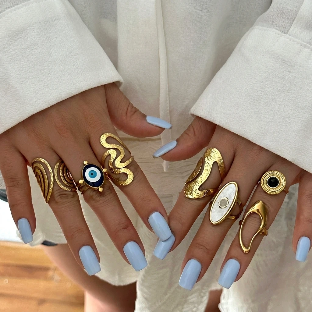 Edelstahlring mit übertriebener geometrischer Form für Damen, Metallstruktur, Sonnenblumen-Fingerring, wasserdicht, antioxidativ, Schmuckgeschenk – Detail 3