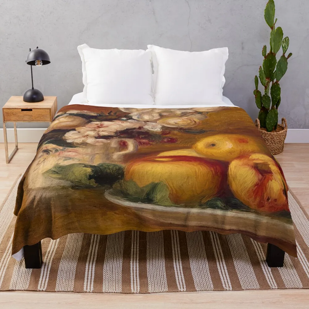 PIERRE-AUGUSTE RENOIR - Apples and Flowers Throw Blanket Warm anime Decorative Sofa Blankets