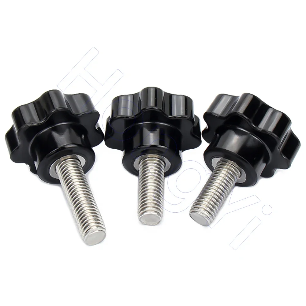 M5 M6 M8 M10 M12 Hand Knob Screws 304 Stainless Tightening Screw D25 D32 D38 D48 Bakelite Star Shape Head Bolt Thread Clamping