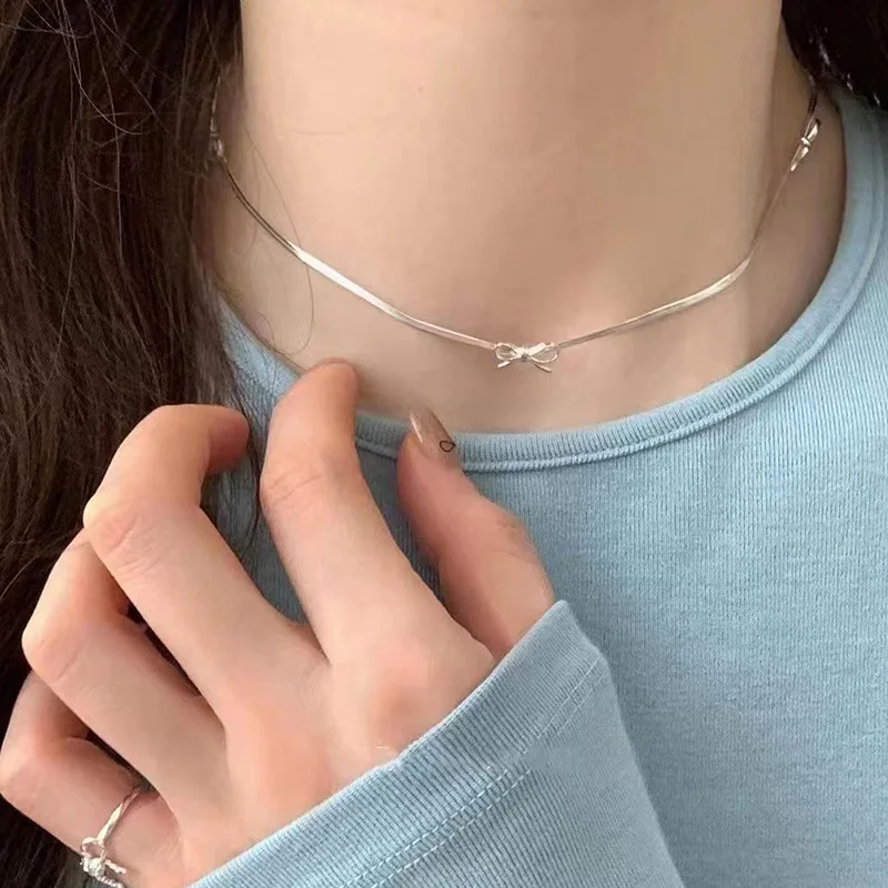 Simple Sweet Bow Bracelets for Women Girls Delicate Bowknot Snake Bones Chain Bracelet Party Fashion Jewelry Accessory Gift