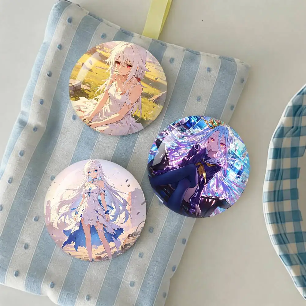 no game no life Z-Zero S-Shiro  Badge Tinplate Soft Button Pin Brooch Metal Badge Custom Jewelry Accessories Hat Bag Lapel