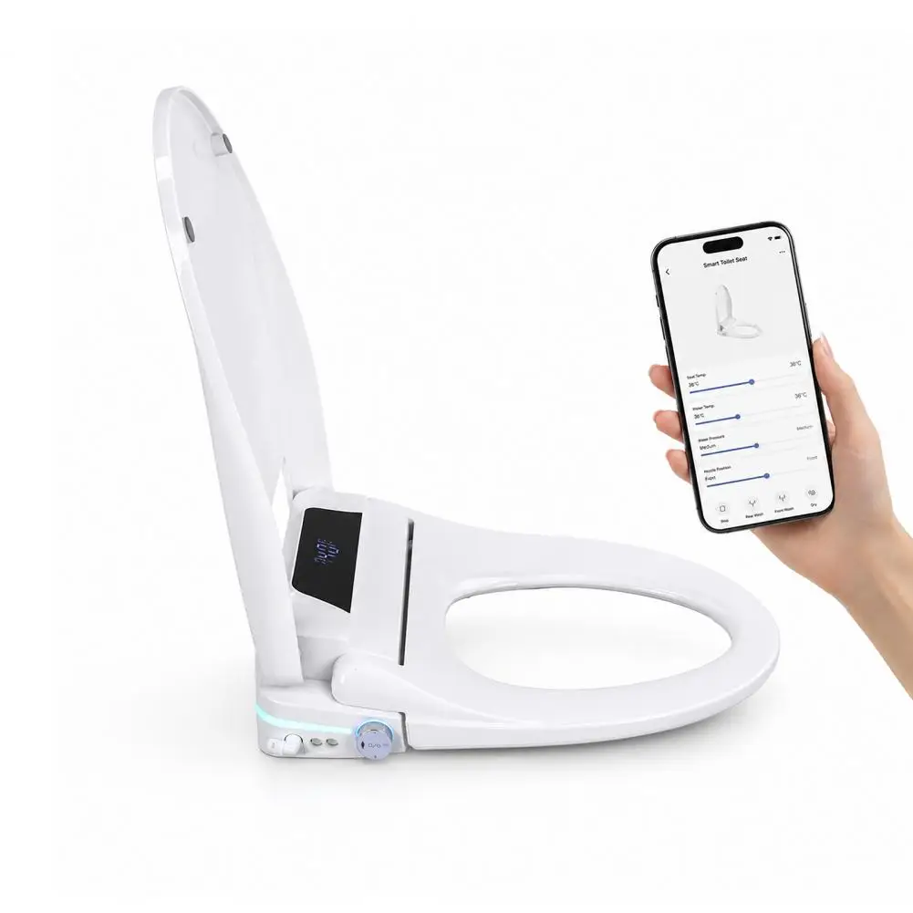 Electric Bidet Toilet Seat, Wireless Remote Control Toilet Seat, Elongated Heated Toilet Seat, Instant Warm Water, Air Dryer, Se