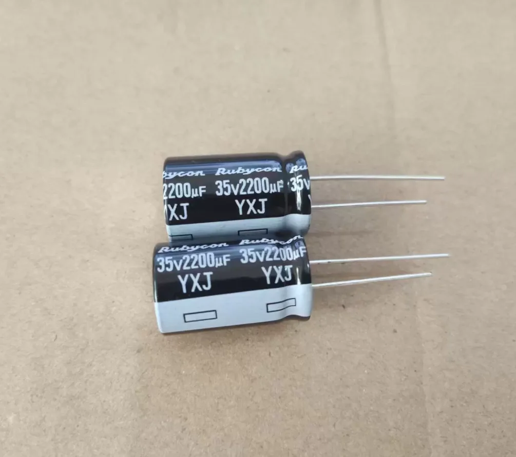 10 pieces. Japanese electrolytic capacitors, 35V 2200UF, YXJ series, 16*25 dimensions, 105° temperature rating; brand new in the