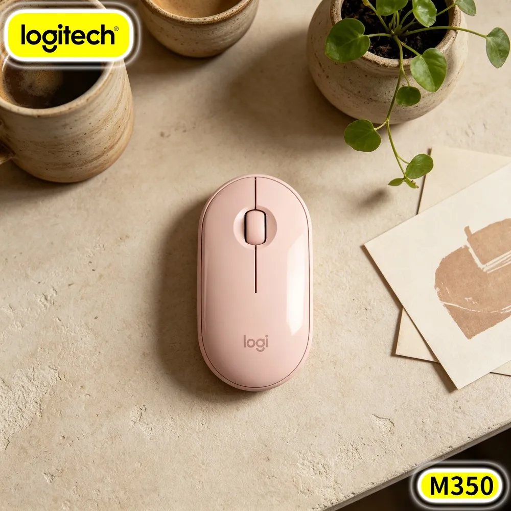 Logitech M350 Portable Office Mouse - Ultra-Thin, Quiet Clicks, Bluetooth & USB, 1000 DPI, Chromebook Macos Windows Fit