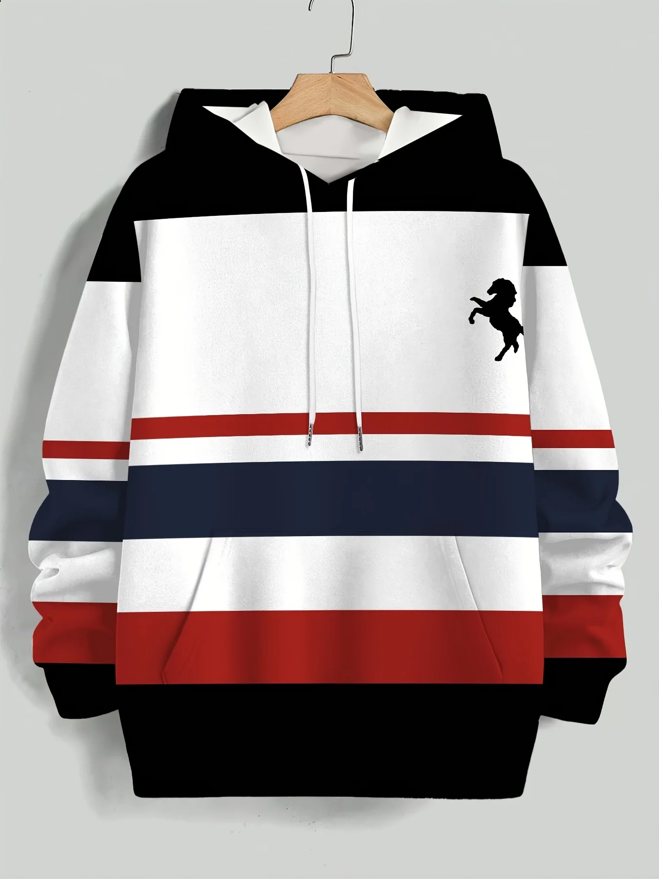 New model: men’s hooded long-sleeve loose-fitting casual printed basic sweatshirt. Perfect for young people in spring, summer, a