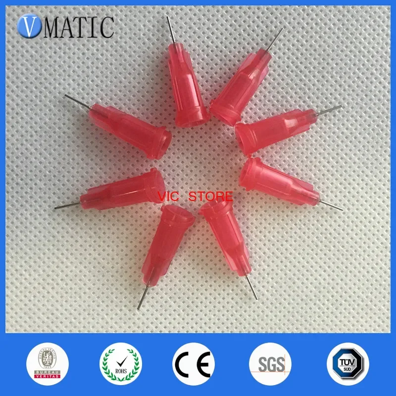 Free Shipping Non Sterilized 100 Pcs/Lot 25G Red Color 1/4 Inch Stainless Steel Tip Luer Lock Screw Dispensing Syringe Needle