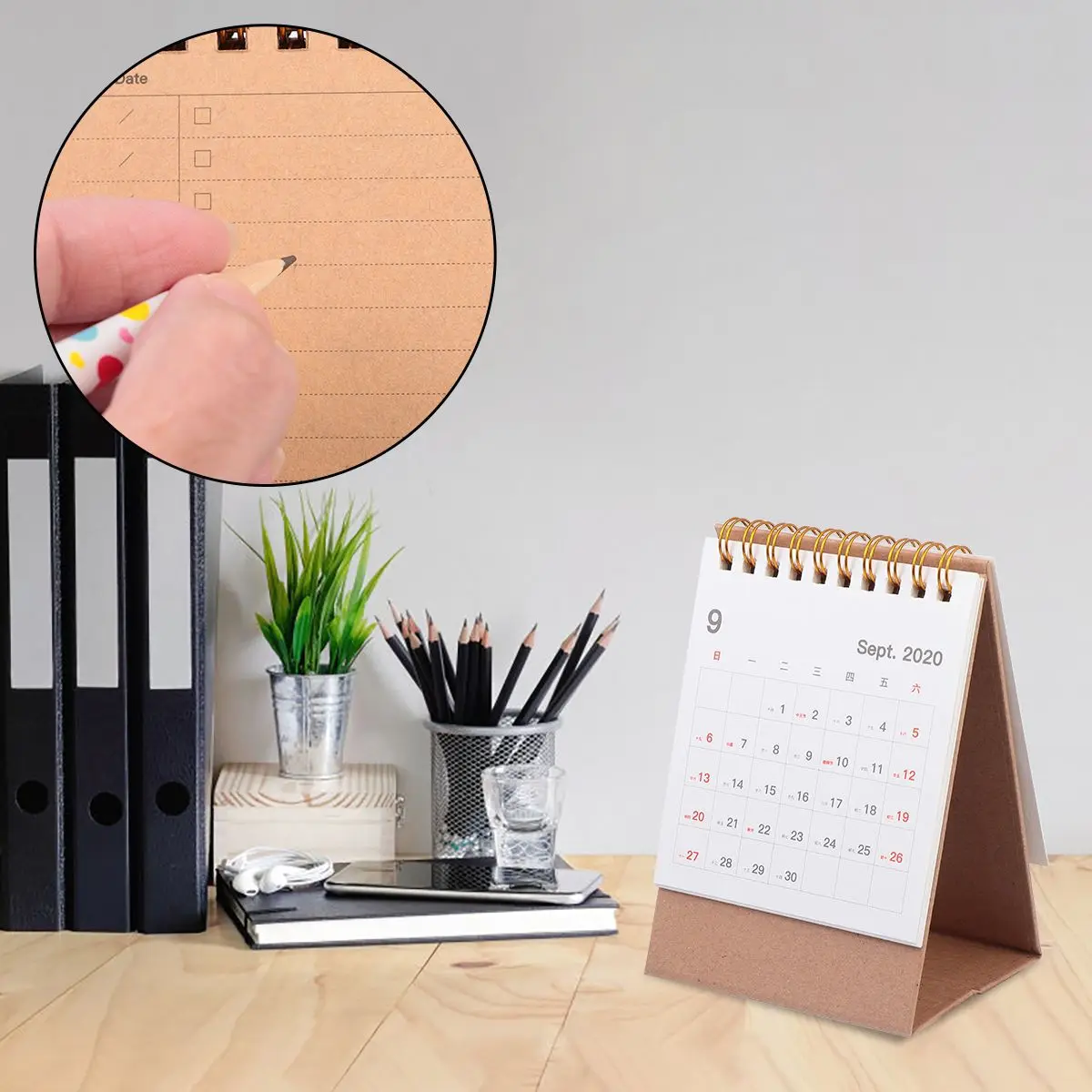 

Vintage Style 2021 Desk Triangular Fold Memo Holiday Reminder Standing Planner Paper Calendar Tabletop Calendar