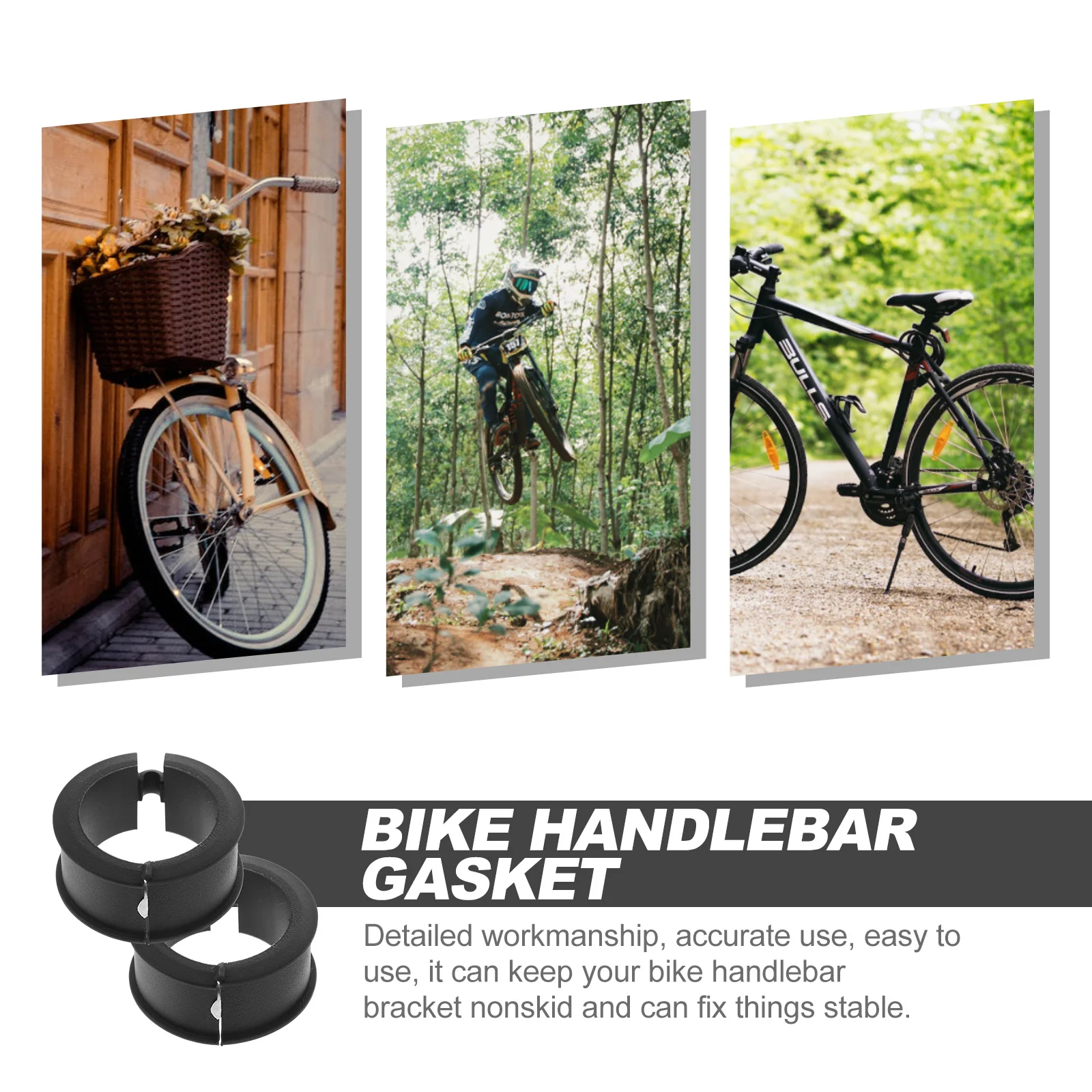 2Pcs Bike Handlebar Gaskets Flexible Silicone Non-Deform Wear Resistant for Handlebar Extension Bracket Cycling Parts