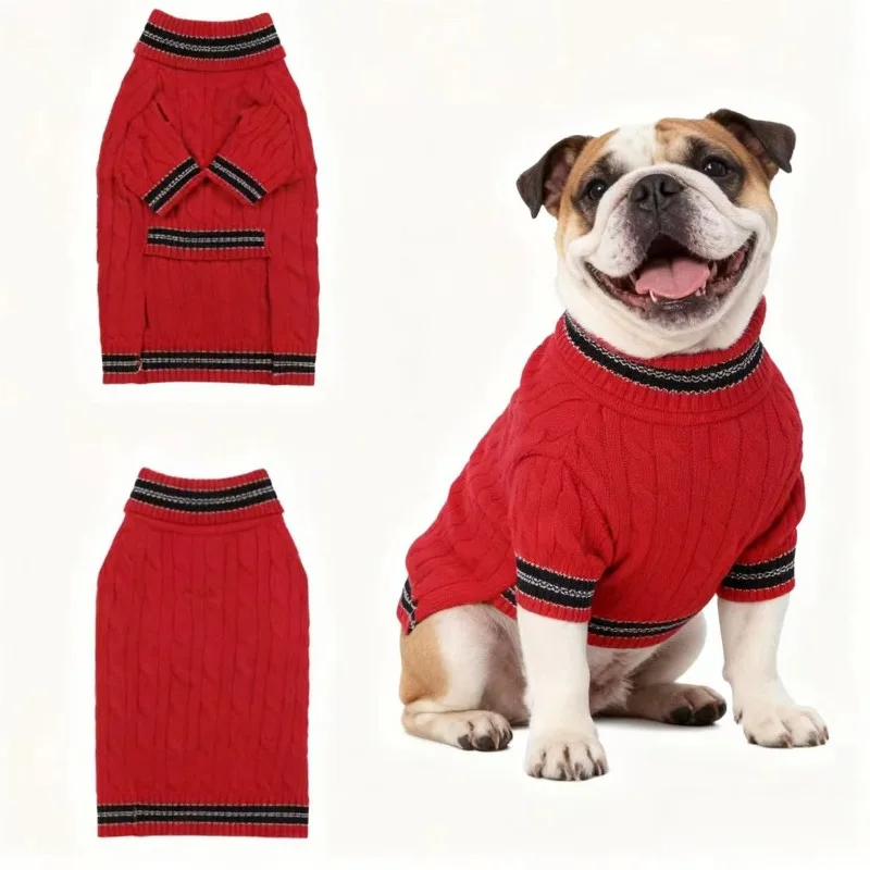 

Red Striped Pet Clothes for Dogs Cats Jumpsuit Pullover Pet Costume Dog Hoodie Coat Warm Pet Small Dog Clothes