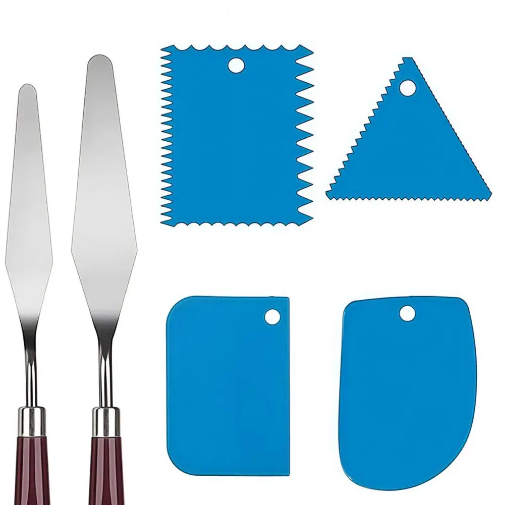 Paint Scraper Set 5pcs Stainless Steel Palette Knife Set 6 Plastic Metal Paint Scrapers Oil Painting Spatulas for Texture Art
