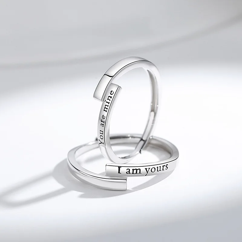 Romantic 100% Pure 925 Sterling Silver Couple Rings For Women Men Wedding Fine Jewelry Couple Rings For Lover Valentine's  Gift