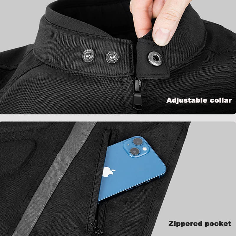 FEHER Giacca da moto da uomo per tutte le stagioni, a due piani, traspirante, antivento, mantiene caldo, con giacca da equitazione con guscio in TPU