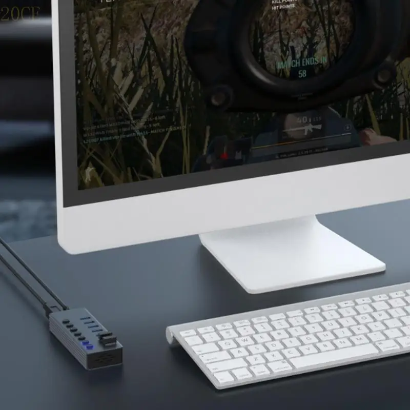 

20ce USB Hub Splitter, 7 портов USB -порт USB -концентратор данных с переключателями включения/выключений для ПК