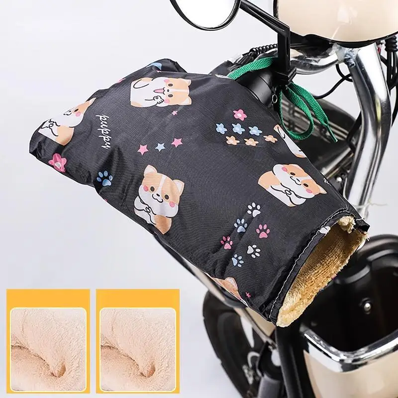 Bike Handlebar Mitts Protective Windproof Riding Gloves Corgi Dog Pattern Snowmobile Hand Warmers Gloves Winter Hand Muffs