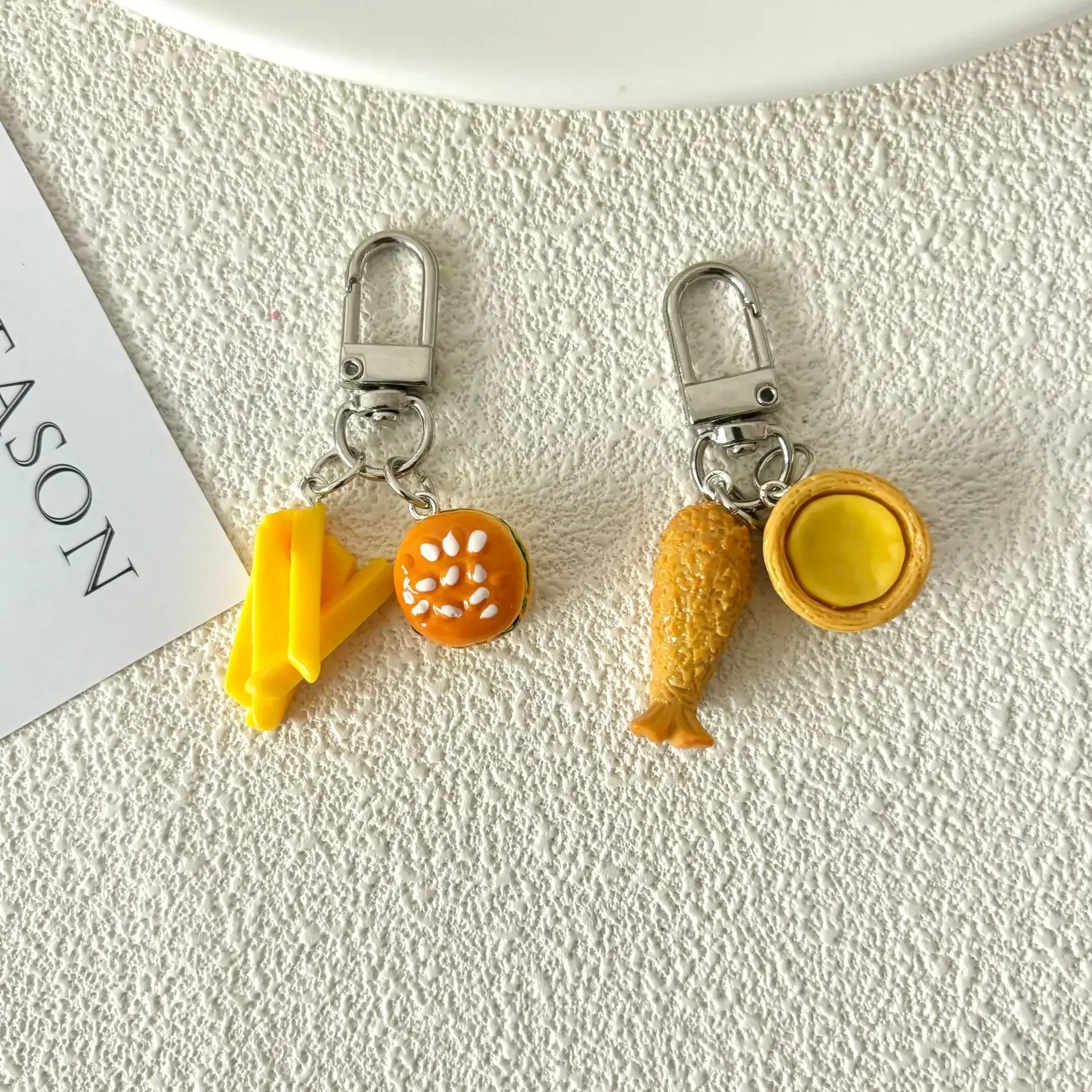 Car Keyring Cute Simulated Food Play Keychain Coke Chicken Wings Fries Burger Egg Tart Bag Pendant Creative New Small Pendant view 5