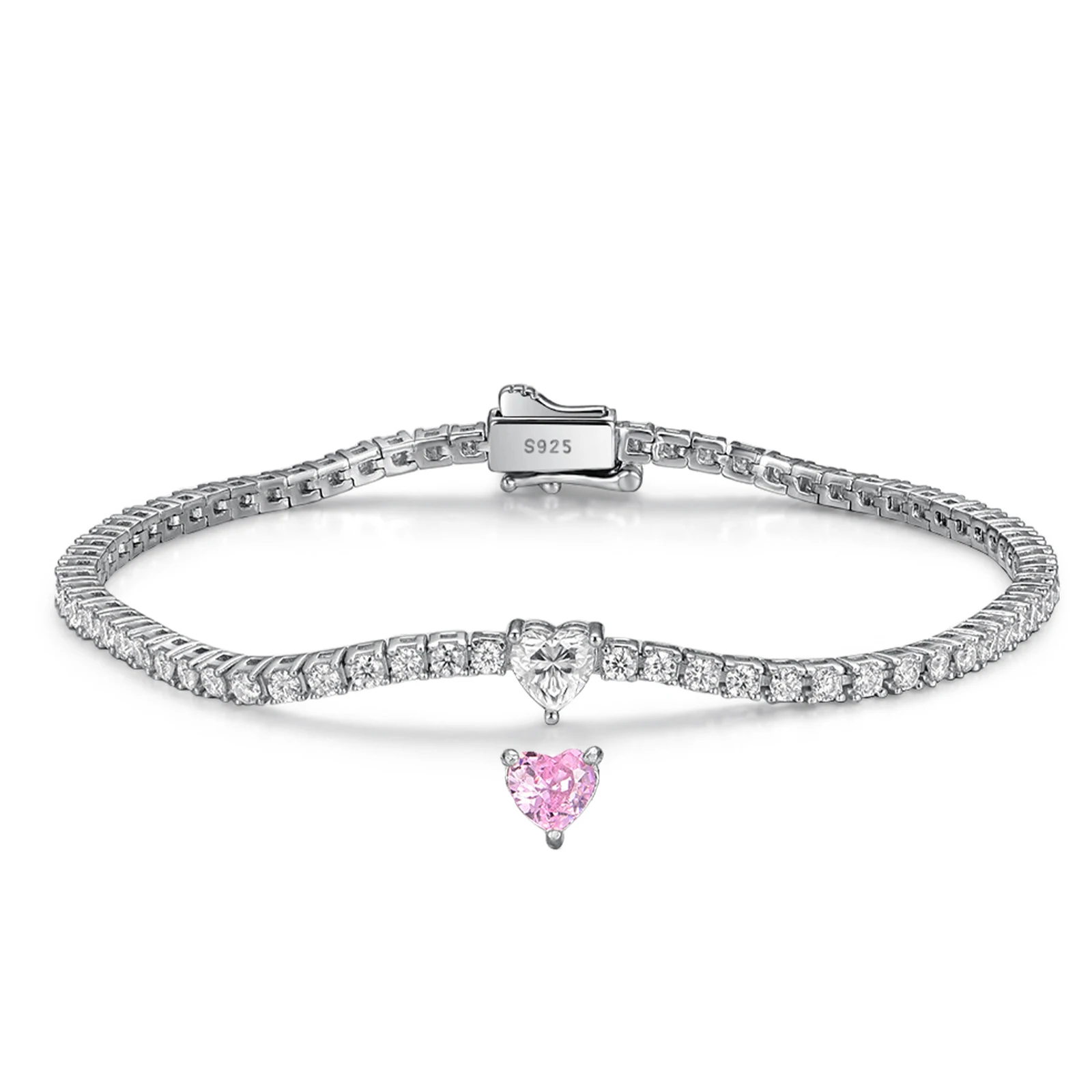 

Fashionable Commuting Love Morganite Silver Bracelet - Luxurious Pink-White Mainstone Design Versatile Bestselling LME0023