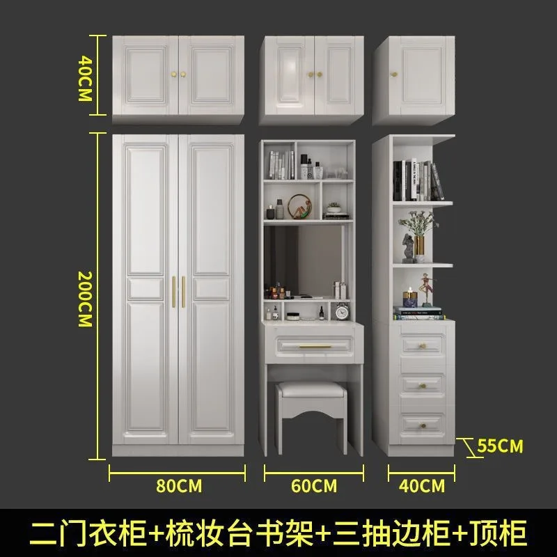 Customized Light Luxury Modern Closet Large Wardrobe Project Large Capacity Assembly Clothes Cabinet with Dressing Table