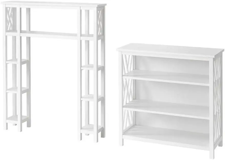 Alaterre Furniture Coventry Over Toilet Open Shelving Unit With Left And Right Side Shelves, Bath Storage Shelf - White Wood