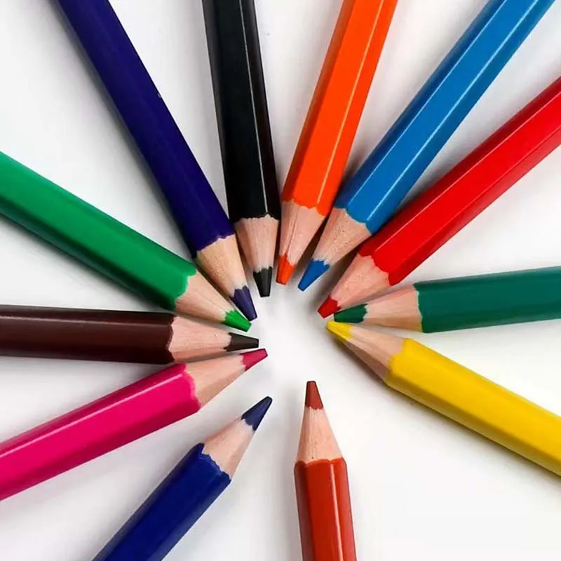 12 لونًا من أقلام الرصاص الصغيرة الاحترافية المصنوعة من الخشب الزيتي الناعم للألوان المائية للمدرسة والرسم واللوازم الفنية