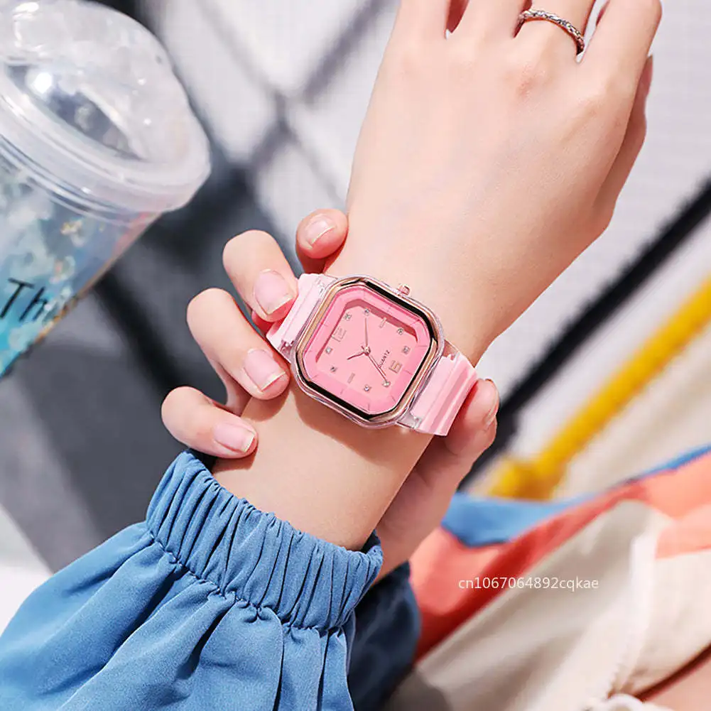 Women Watch Candy Colors Silicone Square Quartz Simple Sports Digital Watch Female Men\'s Fashion Watch Unisex Casual Wristwatch