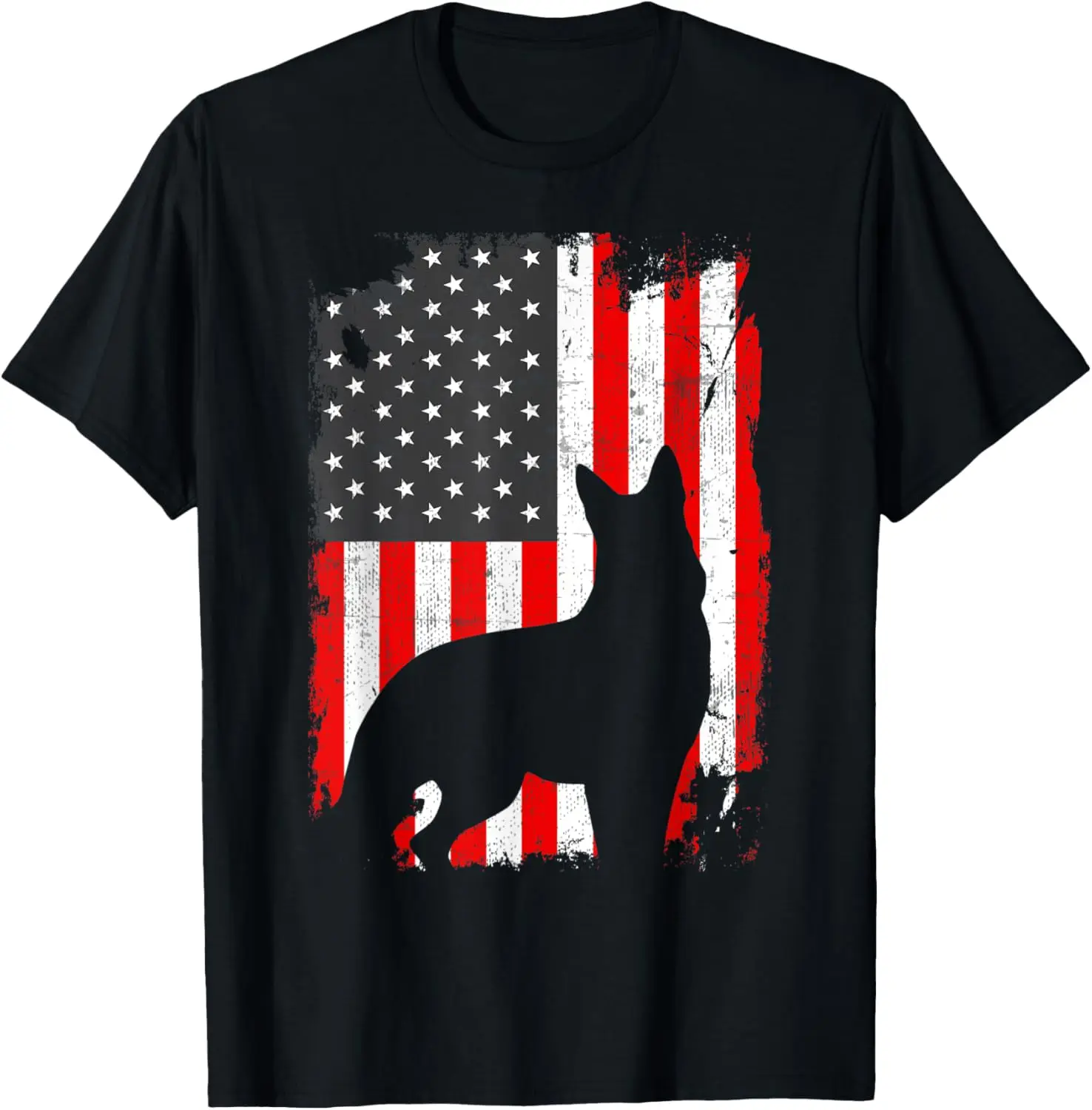 

German Shepherd USA Flag, Patriotic Tee for Dog Owners T-Shirt