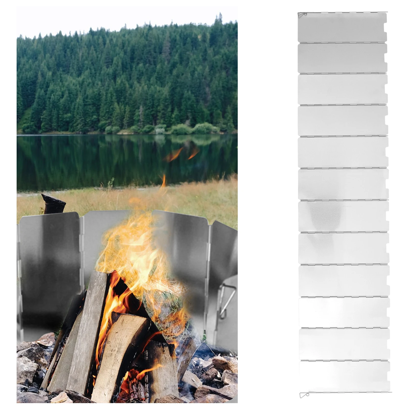 

Aluminum Alloy Foldable Lightweight Portable Outdoor Kitchen Burner Windshield Adjustable Length Storage Pouch for Camping