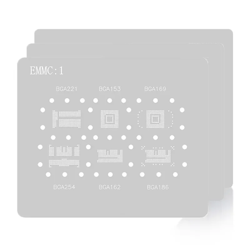 AMAOE EMMC3 EMMC2 BGA Reballing Stencil for BGA221/153/169 EMCP UFS UMCP LPDDR NAND PCIE 0.15mm Planting Tin Net