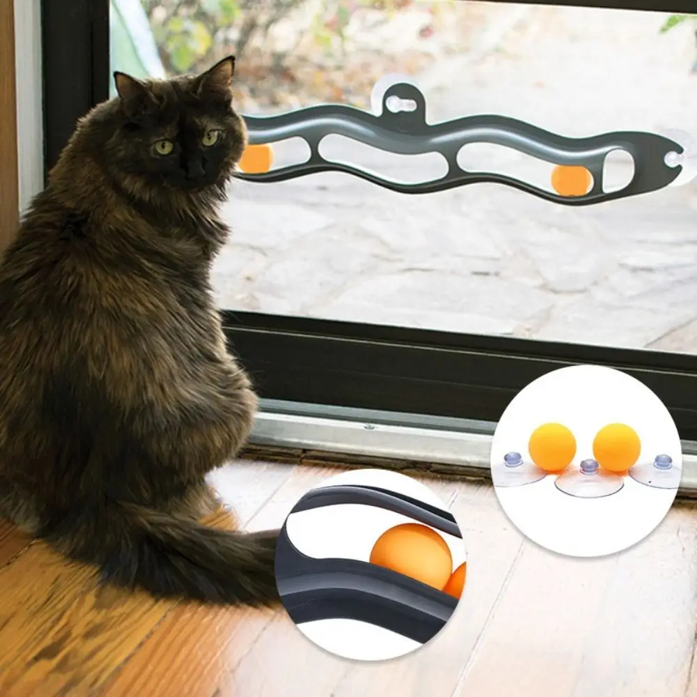 Durable Track Game Suction Cup Toy Ball Cat Scratching Funny Teasing Cat Educational Toys with Window Cute Pet Ball Toys