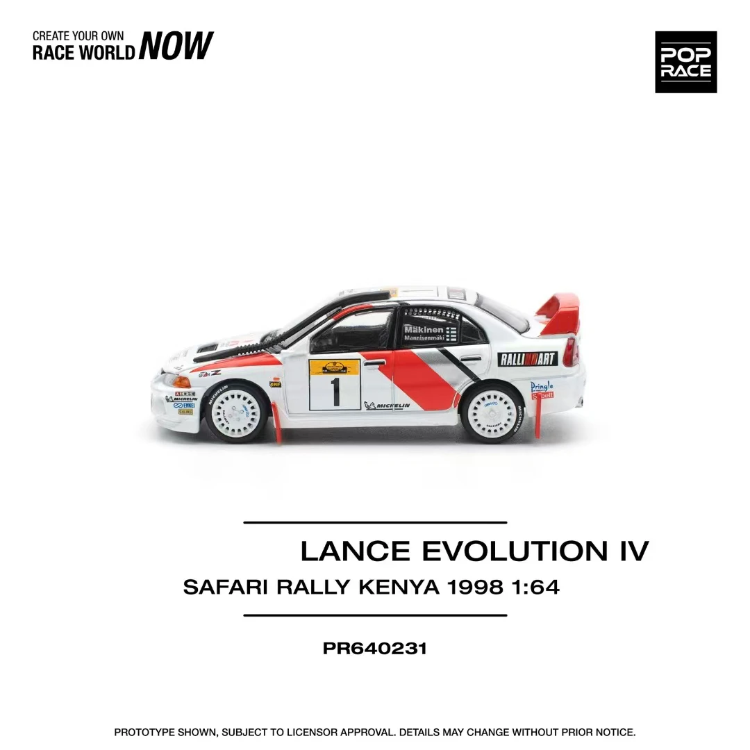 PreSale POP RACE 1:64 Lancer Evolution EVO IV Rally Openable Hood Diecast Diorama Car Model Toy