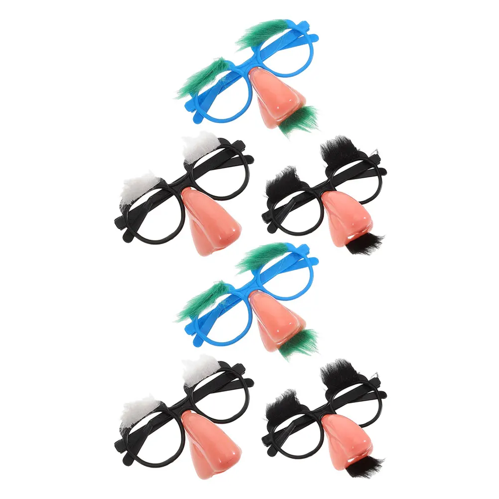 

6 Pcs Beard Glasses Cosplay Makeup Costume Props Beards for Costumes Dress Supplies Plastic