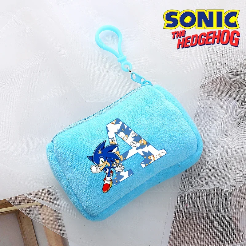 Sonics Boys Girls Plush Coin Purse Cute Game Figure Printed Portable Wallet Letter Mini ID Card Storage Bag Child Birthday Gifts