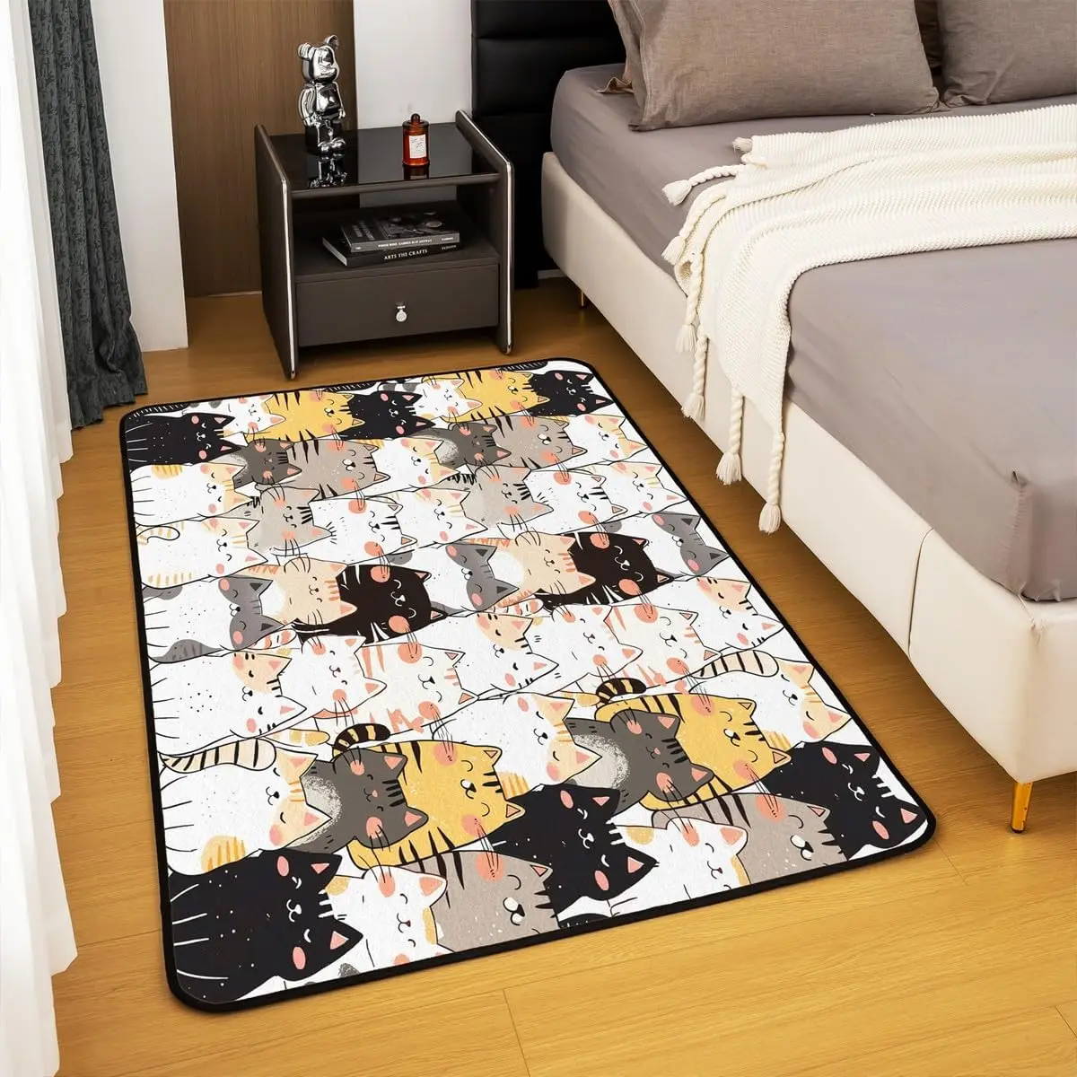 Kids Cat Area Rug Cats Print Living Room Rugs for Boys Girls Teens Decor Cute Kitten Decorative Carpet Cartoon Indoor Floor