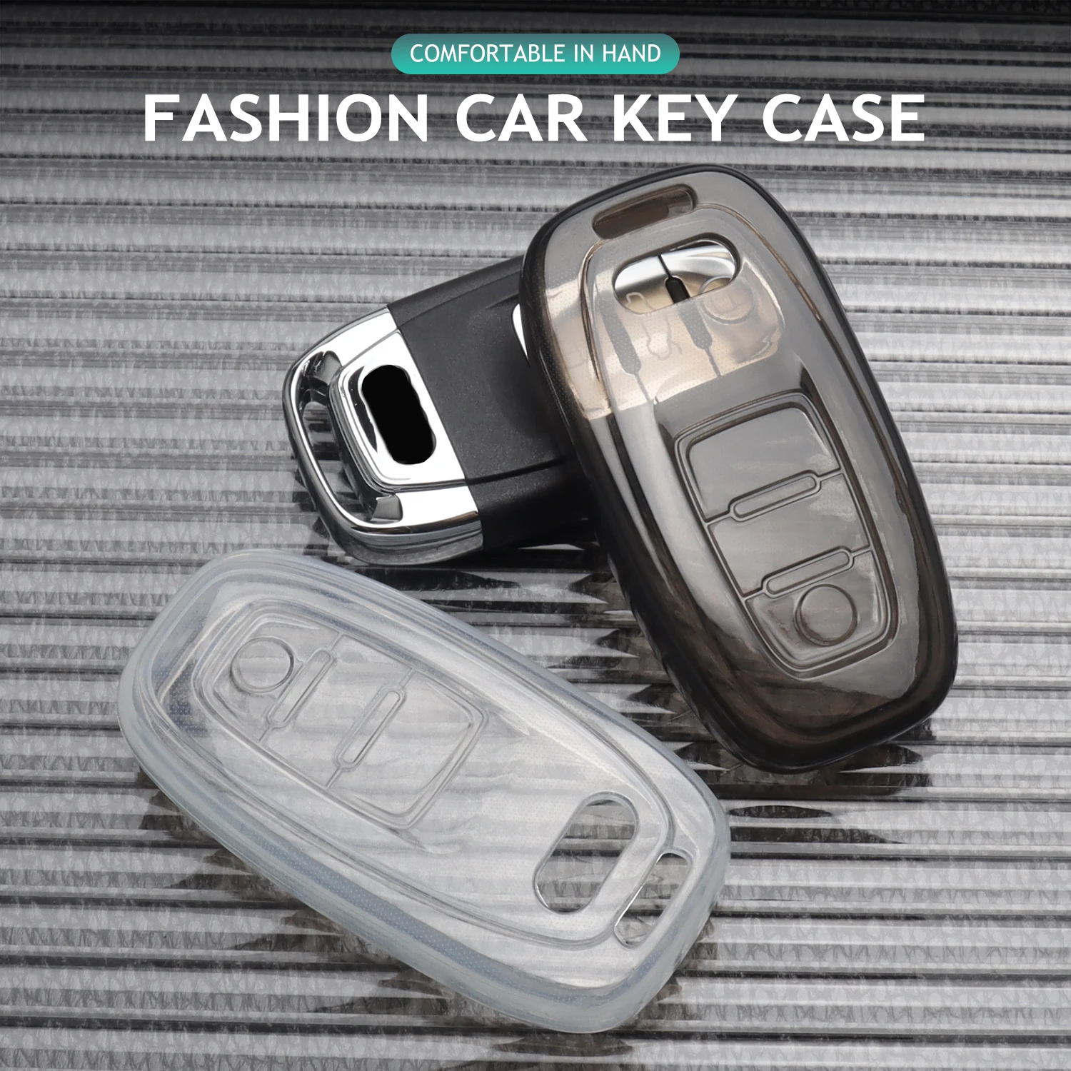 

Transparent TPU Car Key Case Cover Shell Fob for Audi A5 A6L A7 A8 S5 S7 Protection Key Case Bag Keychain Car Accessories