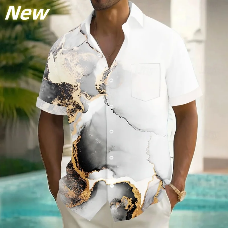 

3D Printed Exquisite Stripe Aloha Shirt For Men Colorful Graphic Blouses Casual Short Sleeve Hawalian Shirts Loose Lapel Tops