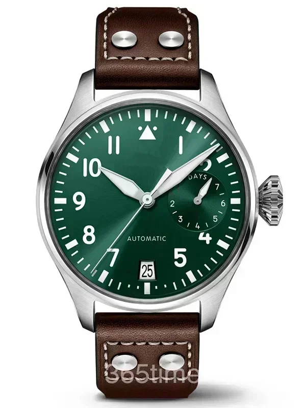 ساعة ميكانيكية للرجال من Big Pilots أوتوماتيكية على الموضة من الفولاذ المقاوم للصدأ ساعات جلدية بنية Relogio مخصصة حسب الطلب