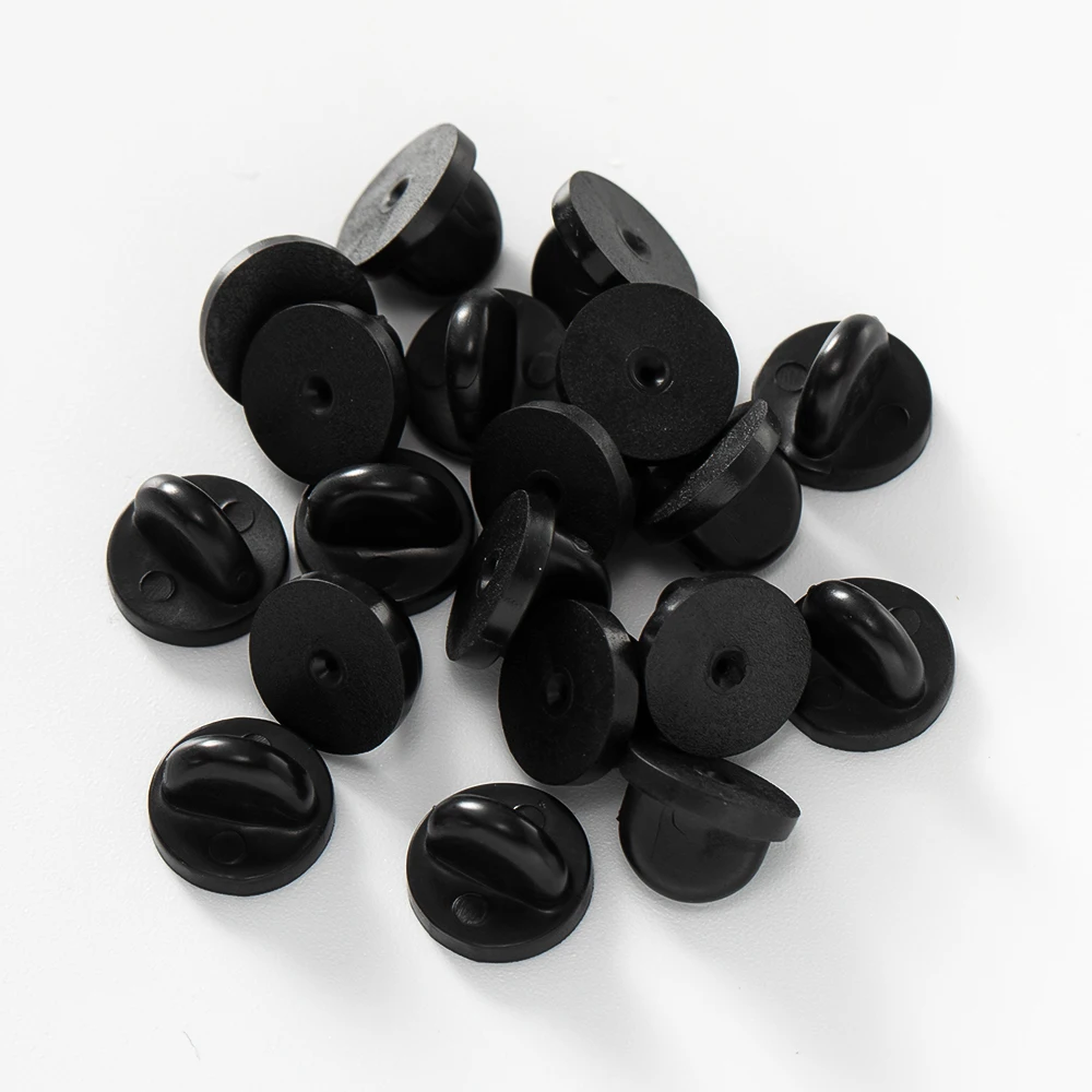 100pcs Rubber Butterfly Clutch Pin Backs Black Clear Lapel Pins Stopper Cap Brooch Badge Tie Tack Back Replacement Accessories - view 4