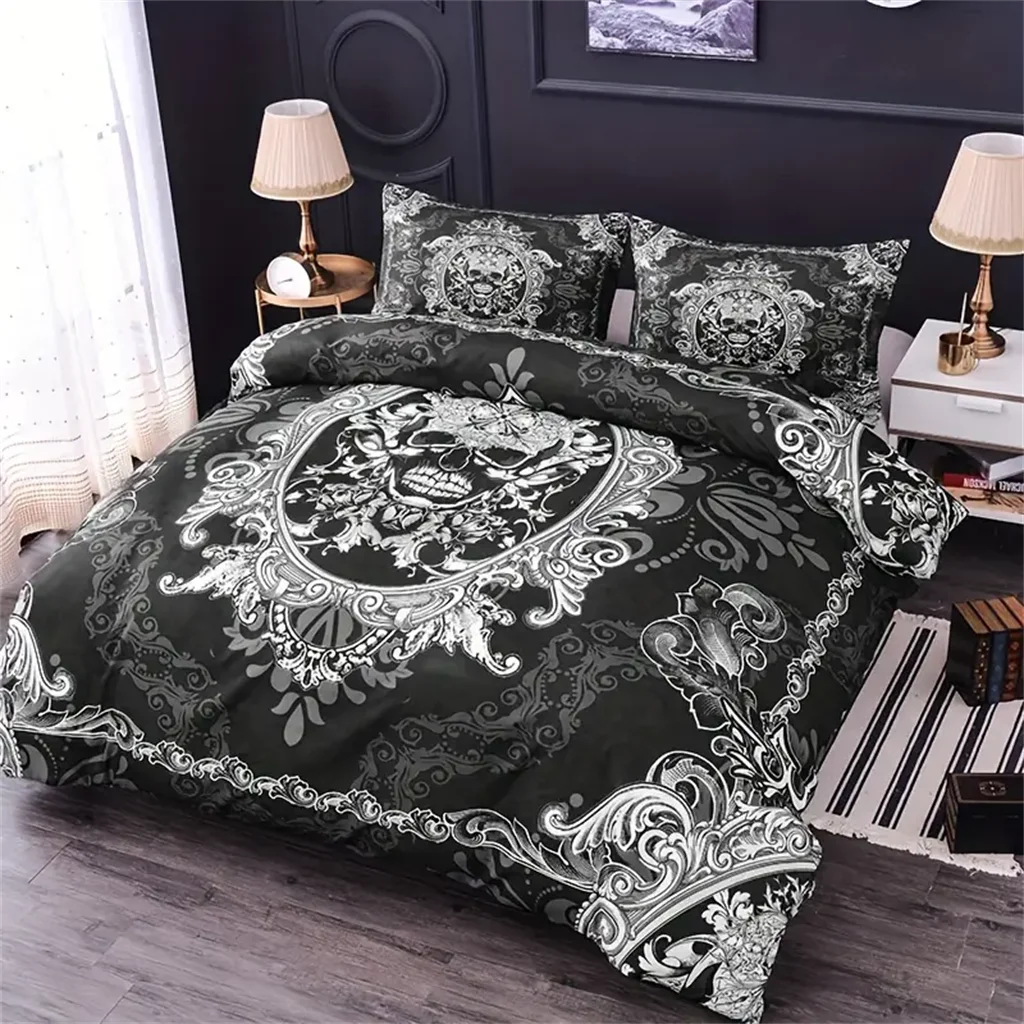 

Cool Horror Skull Skeleton 3Pcs Queen King Full Size Duvet Cover Pillowcase Bedding Linen Set Bedspread For Child200x200 240x220