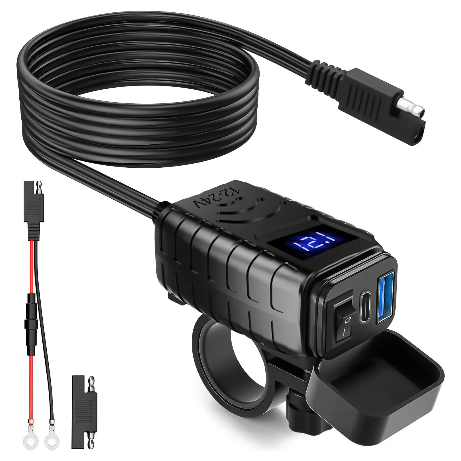 

QC 3.0 Motorcycle Dual USB Phone GPS Super Fast Charger Adapter LED Waterproof