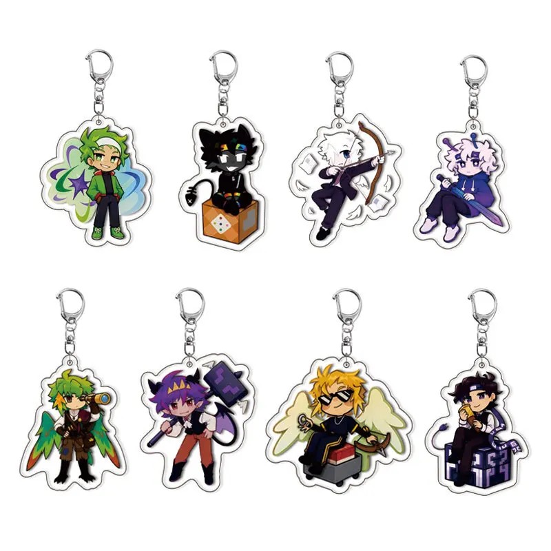 Un Stable Universe Chibi Acrylic Keychain, SMP Parrot ClownPierce FlameFrag Character Bag Charm Backpack Pendant Gamer Fan Gift