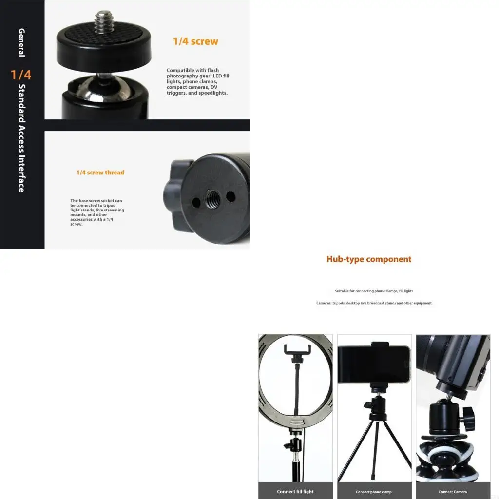 J78A 360 Degree Rotating All Metal 1/4 Screw Camera Mount Adapter For Tripods Devices