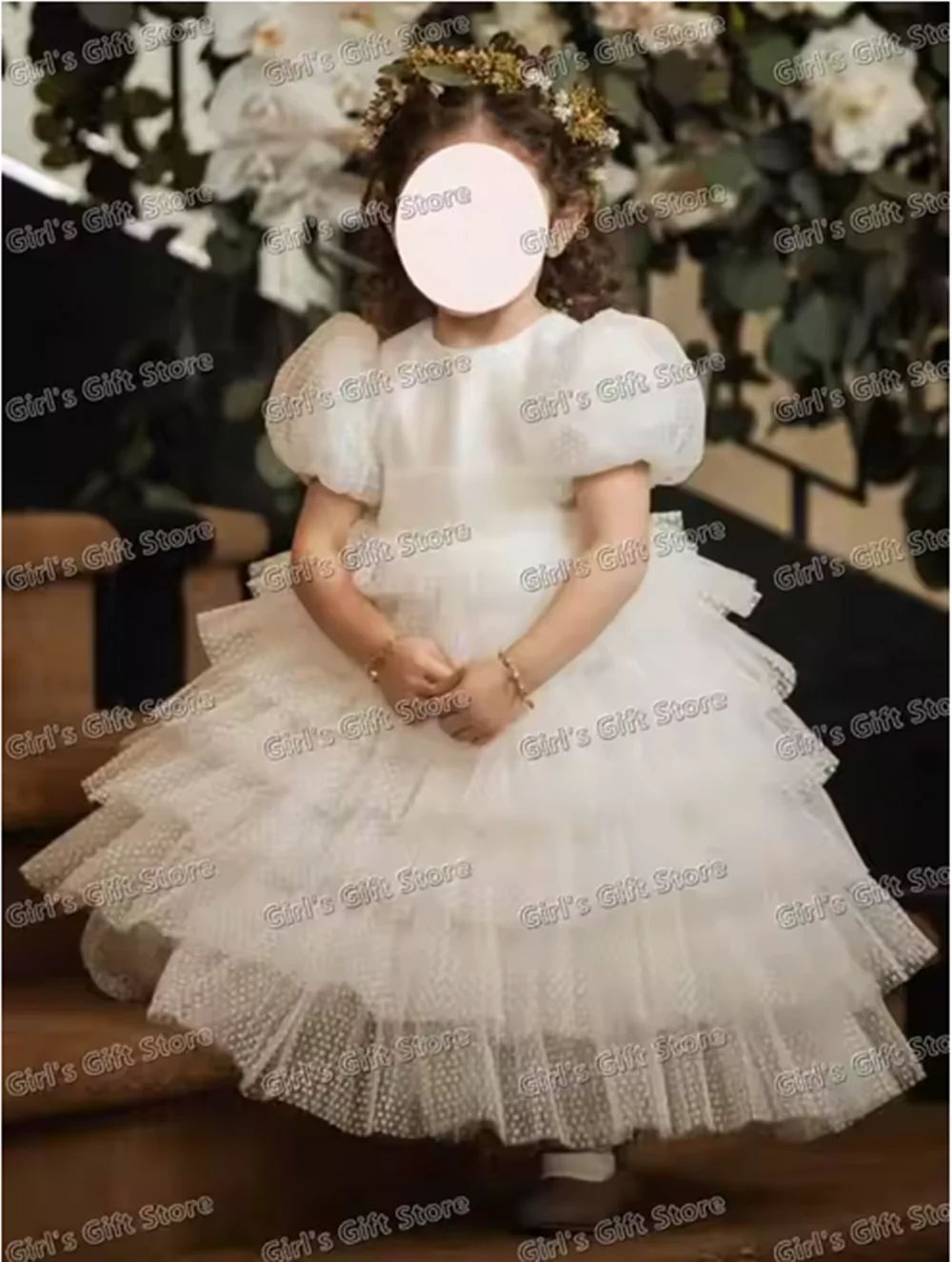 Dot Tulle Tiered Adorable Sister Of The Bride Gown For Wedding Birthday Party Banquet High Waisted Princess Flower Girl Dresses