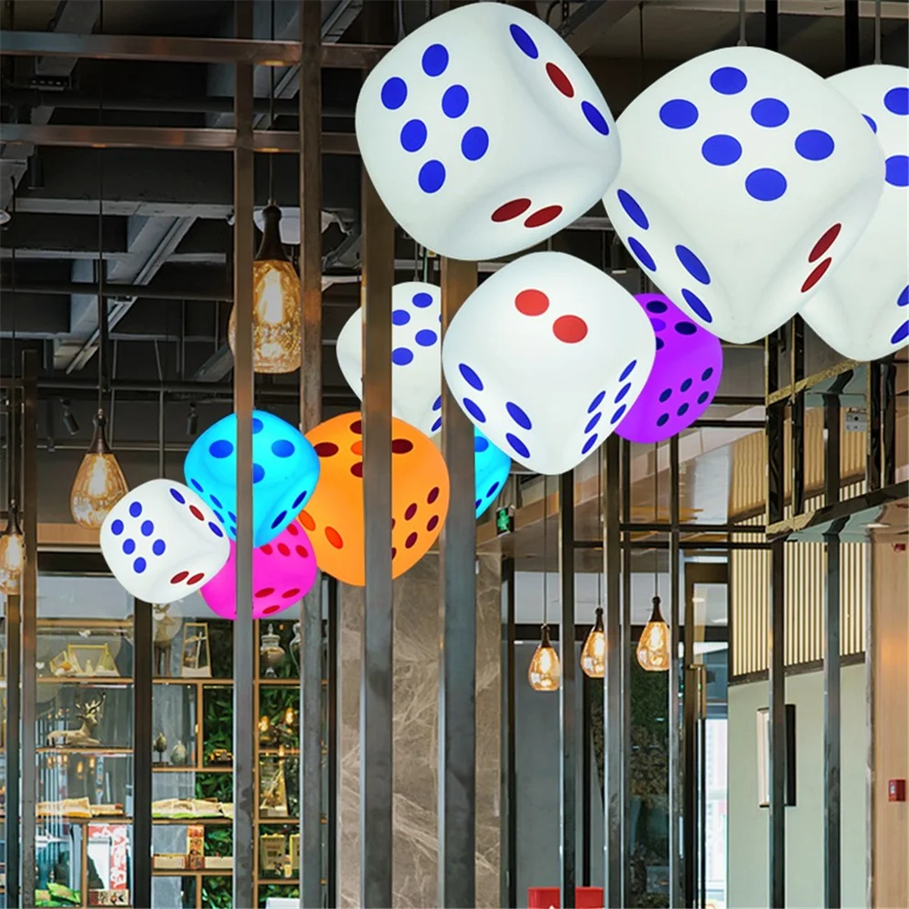Creative Funky Luminous Dice Rgb Remote Led Pendant Lights Bar Counter Coffee Store Home Theater Ktv